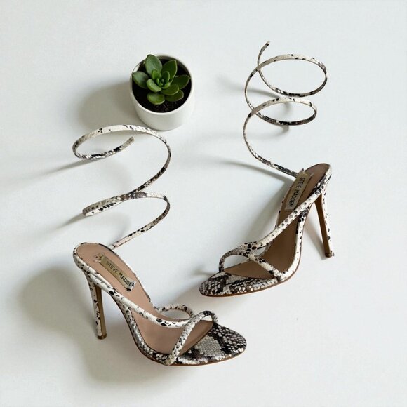 STEVE MADDEN Sweetie Spiral Strap Heels Sandals Size 6.5 - Picture 1 of 10